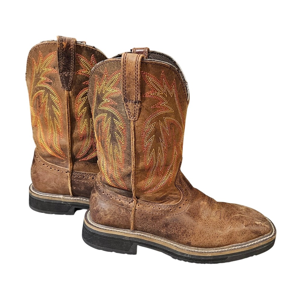 Herman Survivors Mens Brown Leather Western Work Boots Steel Toe 7.5
